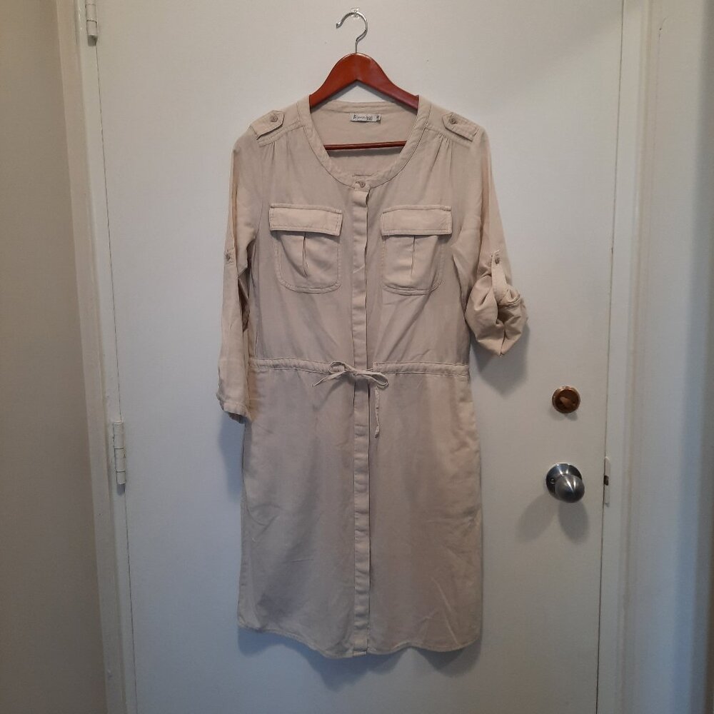 Revolution by Ricki's Beige Linen Shirt Dress
